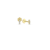 Three Stone Short Bar Stud (Screw back)