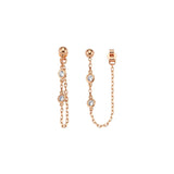Two Stone Chain Stud Earring