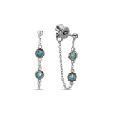 Two Stone Chain Stud Earring
