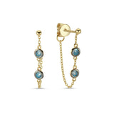 Two Stone Chain Stud Earring