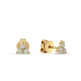 Three Stone Opal Pyramid Stud Earring