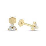 Three Stone Opal Pyramid Piercing Stud