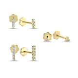Three Stone Pyramid Stud (Screw Back)
