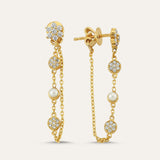 Pearl Daisy Drop Chain Earring