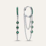 Triple Stone Chain Hoop