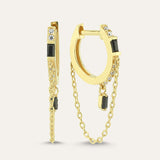 Micro Baguette Drop Hoop Earring