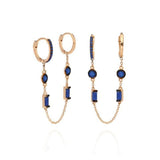 Diamond Double Drop Chain Hoop Earring