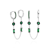 Double Drop Chain Hoop Earring