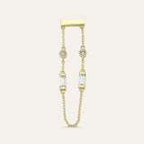 Horizontal Baguette Drop Chain Stud