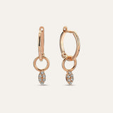 Hanging Leaf Charm Hoop Earring