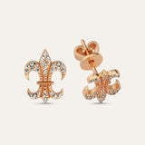 Large Fleur De Lis Pave Stud