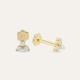 Three Stone Opal Pyramid Piercing Stud