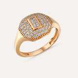 Pave Geometric Signet Ring