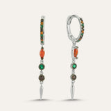 Plain Drop Stone Spike Hoop