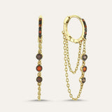 Triple Stone Chain Hoop