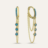 Triple Stone Chain Hoop