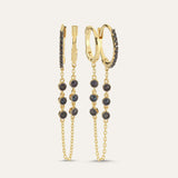 Three Stone Double Hoop Earring