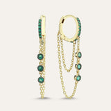 Triple Stone Chain Hoop