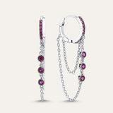 Triple Stone Chain Hoop