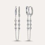 Three Stone Double Hoop Earring