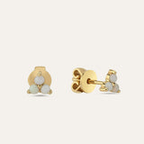Three Stone Opal Pyramid Stud Earring