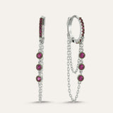 Triple Stone Chain Hoop