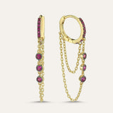 Triple Stone Chain Hoop