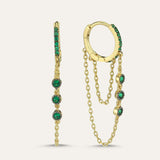 Triple Stone Chain Hoop