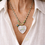 Crystal Quartz Chunky Heart Cord Choker