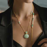 Antique Mint Green Perfume Bottle Necklace