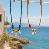 Lab Diamond and Pearl Cord Necklace