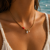 Lab Diamond and Pearl Cord Necklace