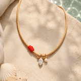 Lab Diamond and Pearl Cord Necklace