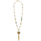 Heart and Stone Pendant and Tassel Necklace