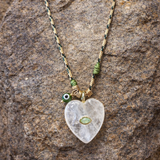 Crystal Quartz Chunky Heart Cord Choker