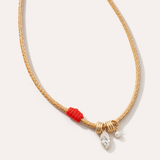 Lab Diamond and Pearl Cord Necklace