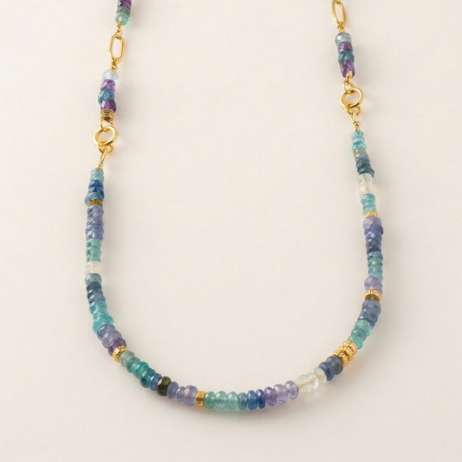 Blue Purple Stepping Stones Necklace