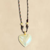 Mother of Pearl Puffy Heart Cord Choker