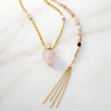 Antique Rose Quartz Perfume Bottle Necklace