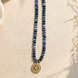 Chunky Coin Medallion Stone Necklace