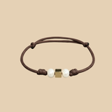 Solid Gold Cube and Pearl Cord Bracelet