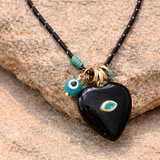 Chunky Onyx Heart Cord Necklace