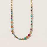 Blue Pink Mixed Stone Necklace