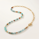 Blue Pink Medium Asymmetric Necklace