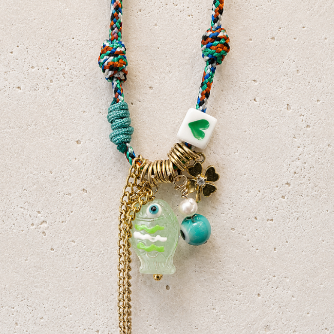 Enamel Fish Cord Necklace