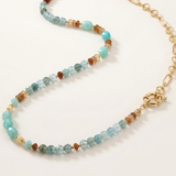 Blue Pink Medium Asymmetric Necklace