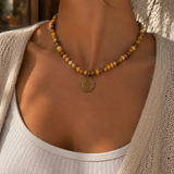 Chunky Vintage Hamsa Coin Stone Choker