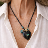 Chunky Onyx Heart Cord Necklace