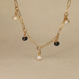 Hanging stone and pearl anklet