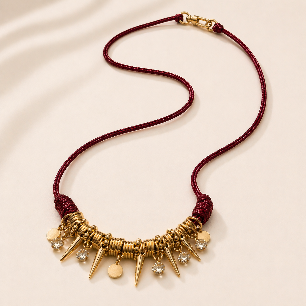 'Spikes and Stones' Cord Choker